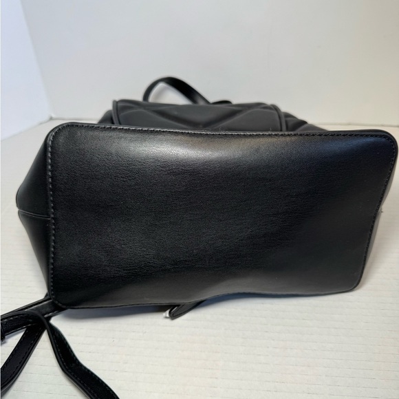 Michael Kors Serena MD Quilted Leather Flap Backpack in black. main image 11